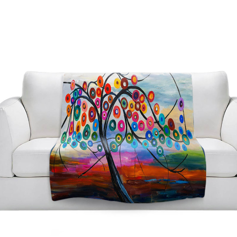 Couverture sherpa doux arbre couleur, l 51 po x L 60 po