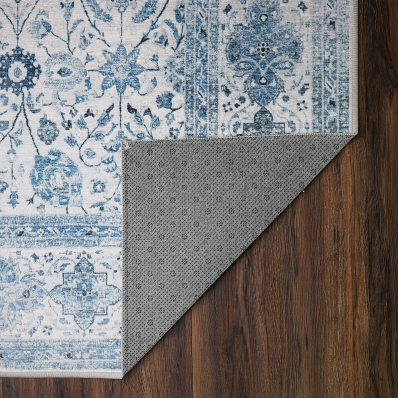 Tapis avec envers antidérapant Lerik Blue, Rectangle 5 pi x 7 pi