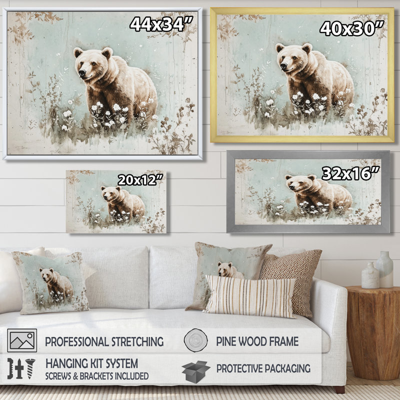 «Brown Bear In Forest II», reproduction d'art ours, Brun, H 12 po x l 20 po