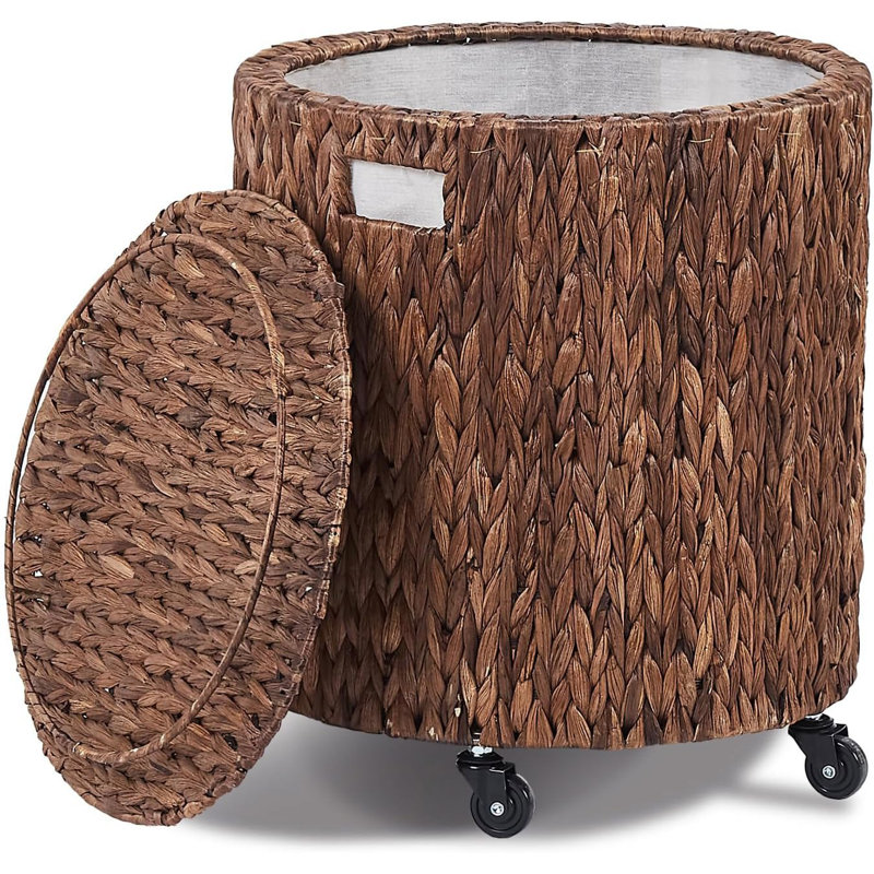 Rolling Laundry Hamper, Brown