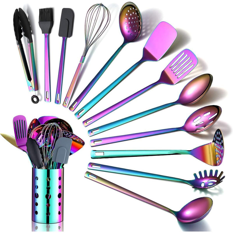 13-piece Rainbow Stainless Steel Utensil Set