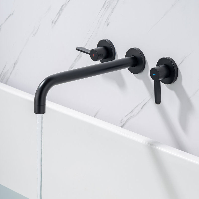 2 Handle Wall Roman Tub Faucet, Matte Black