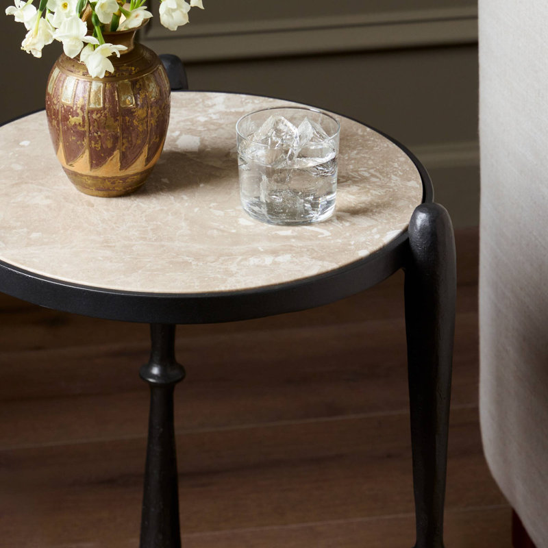 RUTHIE End Table, White/Gunmetal