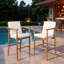 Set Of 2 Outdoor Bar Stools Chair With Backrest Arm And Webbing Seat
