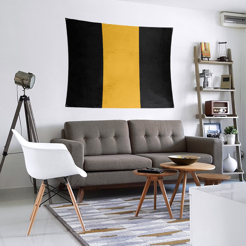 Tapisserie de polyester Pittsburgh, Noir / Pittsburgh Gold / noir, H 27,5 po x l 37,5 po