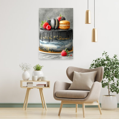 Elegant Black Cake Elegant Modern Wall Art Print 1 Piece Wrapped Canvas Wall Art