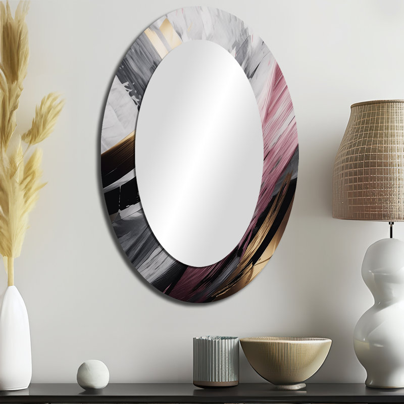 Miroir mural moderne rose et doré, 36 po x 24 po