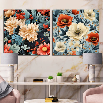 Johanson - Ensemble de 2 collages floraux carrés