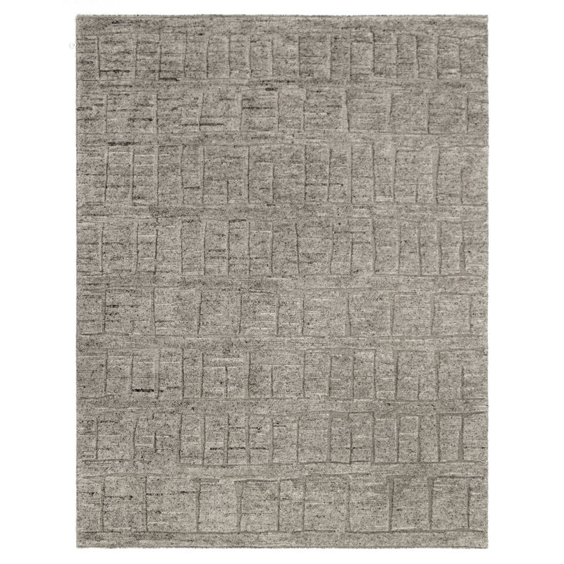 Tapis taupe noué à la main de haute qualité, Rectangle 6 pi x 9 pi