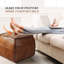 Full-Grain Genuine Leather Square Pouf With Patchwork Design (Set Of 2)-1758802443