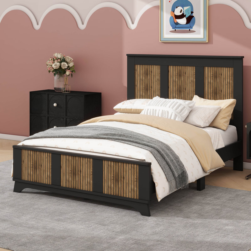 Tapis de lit en bois Modern Farmhouse, Lit double , Noir, noir, noir, noir