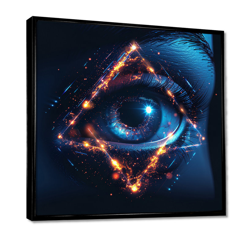 «Mystic Blue Eye Futuristic Sci-Fi», art mural œil, Toile avec cadre flottant noir, H 16 po x l 16 po x P 1 po