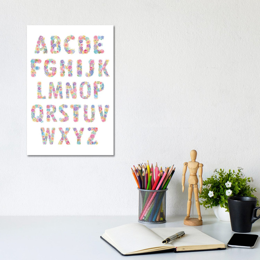 Blooming Alphabet von Stephanie Corfee - Galerie-verpackte Leinwand Giclée auf Leinwand