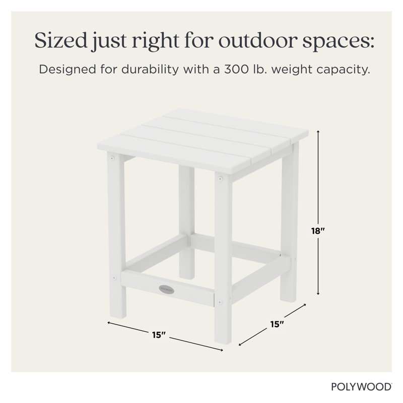 POLYWOOD Long Island 18" Side Table, White