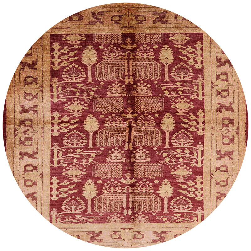 Tapis brun à motif oriental, Rond 3 pi