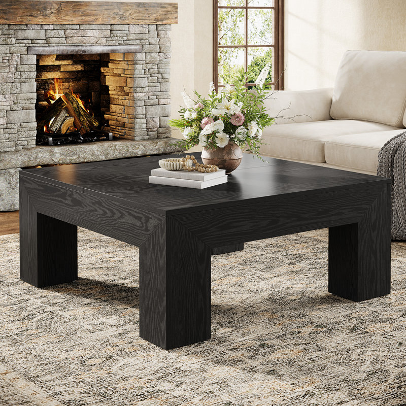 39.4" Square Coffee Table, Black