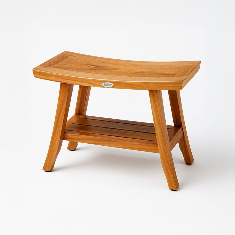EcoDecors Satori - Banc de douche en teck, banc de douche en teck, banc de salle de bain en teck, banc de douche en bois de teck, brun bois