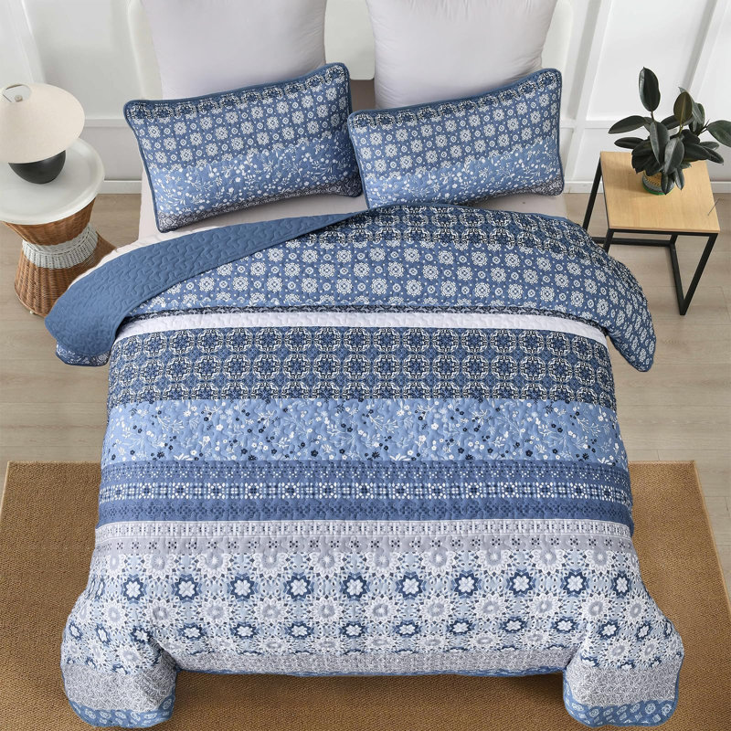 Ensemble de couvre-lit 3 pièces Boho, Courtepointe très grand et 2 très grandes taies 