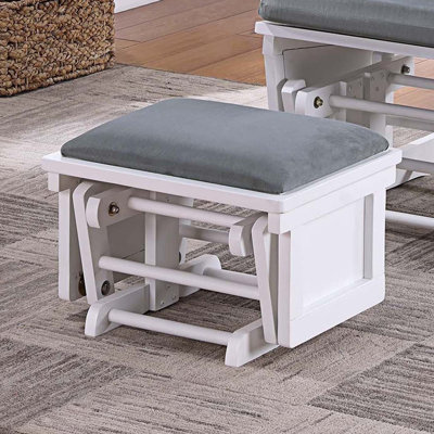 Glider Chair w Ottoman Grey Microfiber Luxurious Gliding Motion Chair Plush Cushion Seat Wooden Base