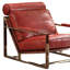  Chaise avec accoudoirs en cuir fleur rouge avec structure en métal doré