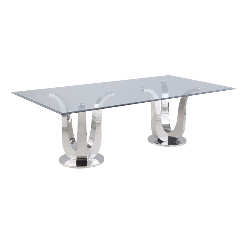 Belshin Contemporary Rectangular Glass Dining Table