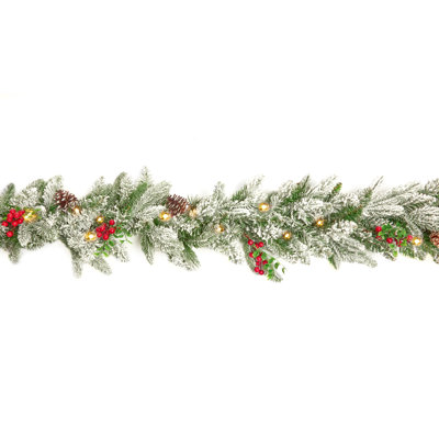 2.7m Pre-lit Snowberry Pine Garland
