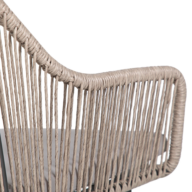 Ensemble repas d'extérieur pour 6 personnes avec coussins, Crème, Beige/brun