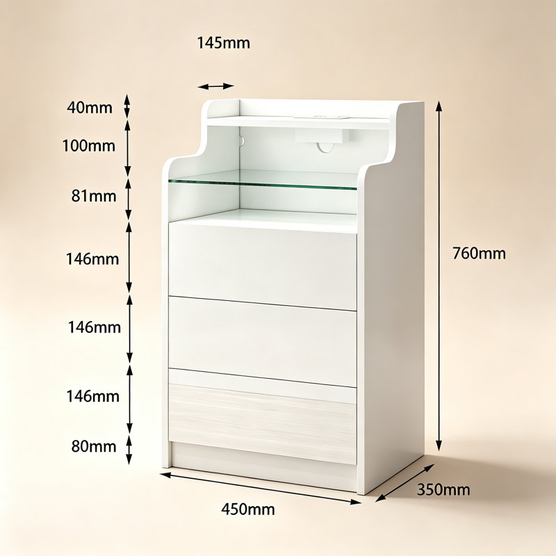 45 cm W Bedside Table