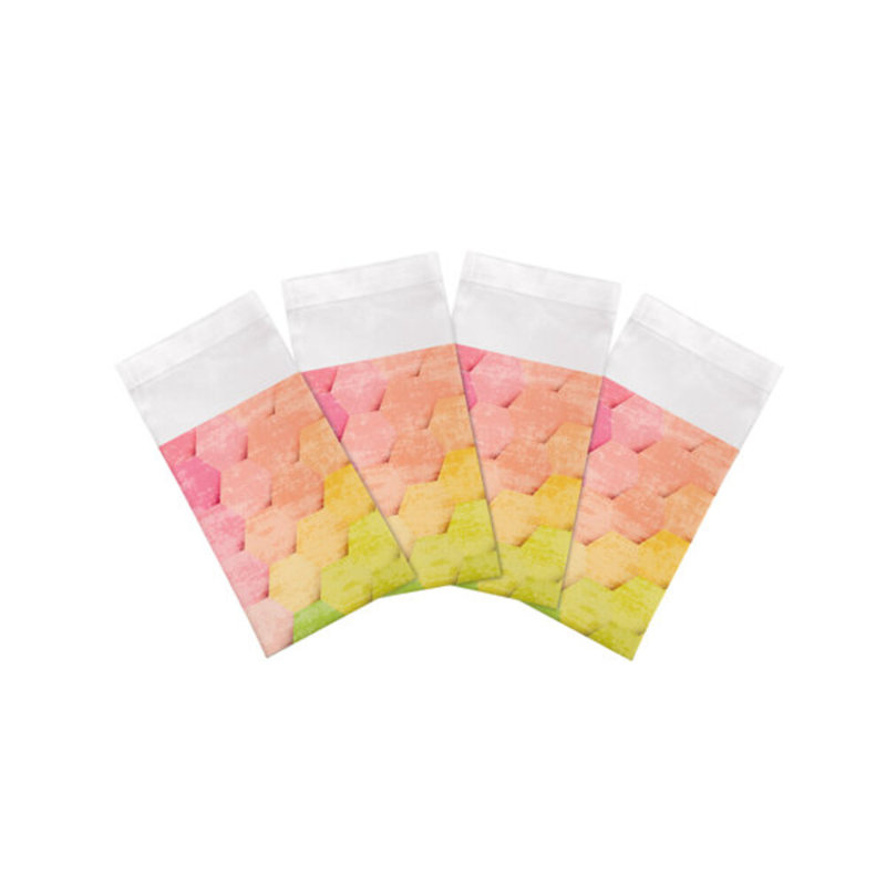 Hex Cotton Blend Square Napkins, Pink Yellow Green