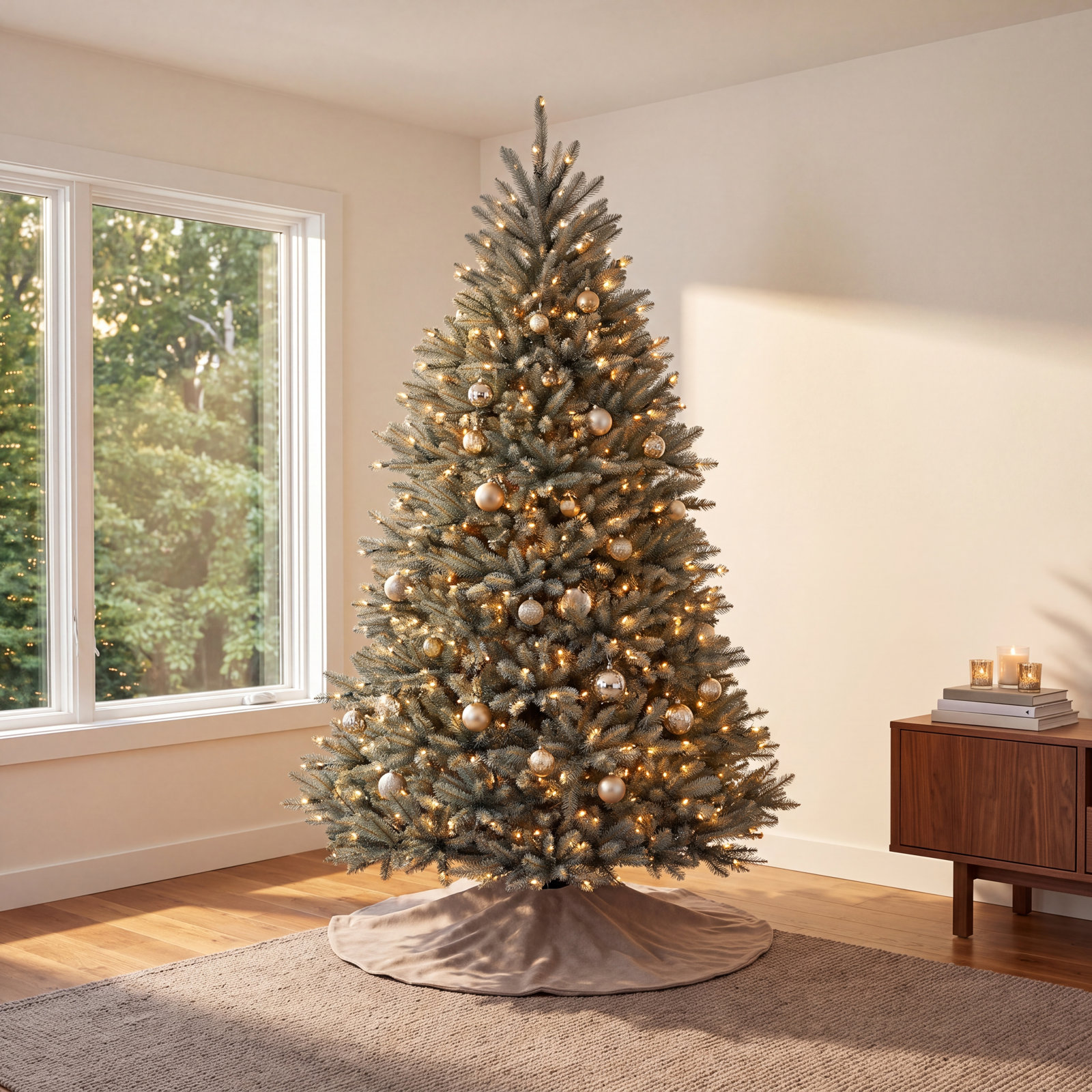 Pre-Lit Balsam Fir Christmas Tree, 91.2