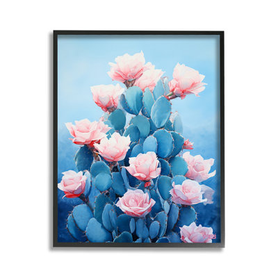 «Cactus & Rose Blossoms», art de la giclée encadrée par RB