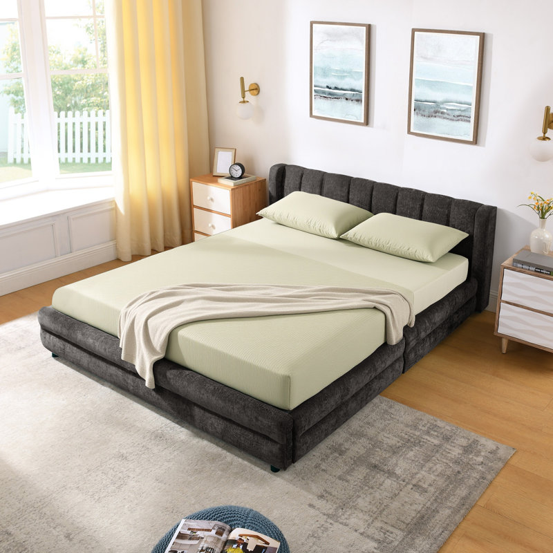 Lits modernes spacieux avec rangement, plateforme en chenille pour grand lit