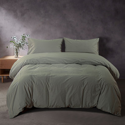 Ensemble de housse de couette 3 pièces, housse d'édredon en coton lavé avec fermeture à glissière - NTBAY