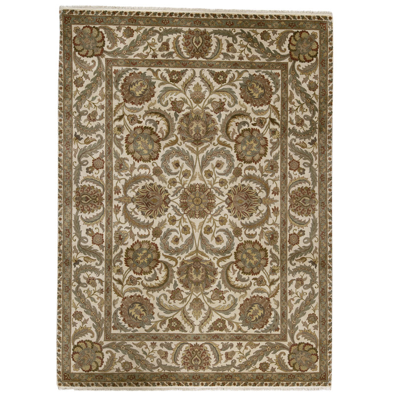 Tapis ivoire noué à la main de haute qualité