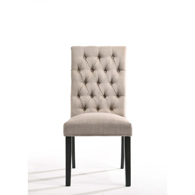 Chaise d'appoint en lin brun clair et finition noire rétro, ensemble de 2