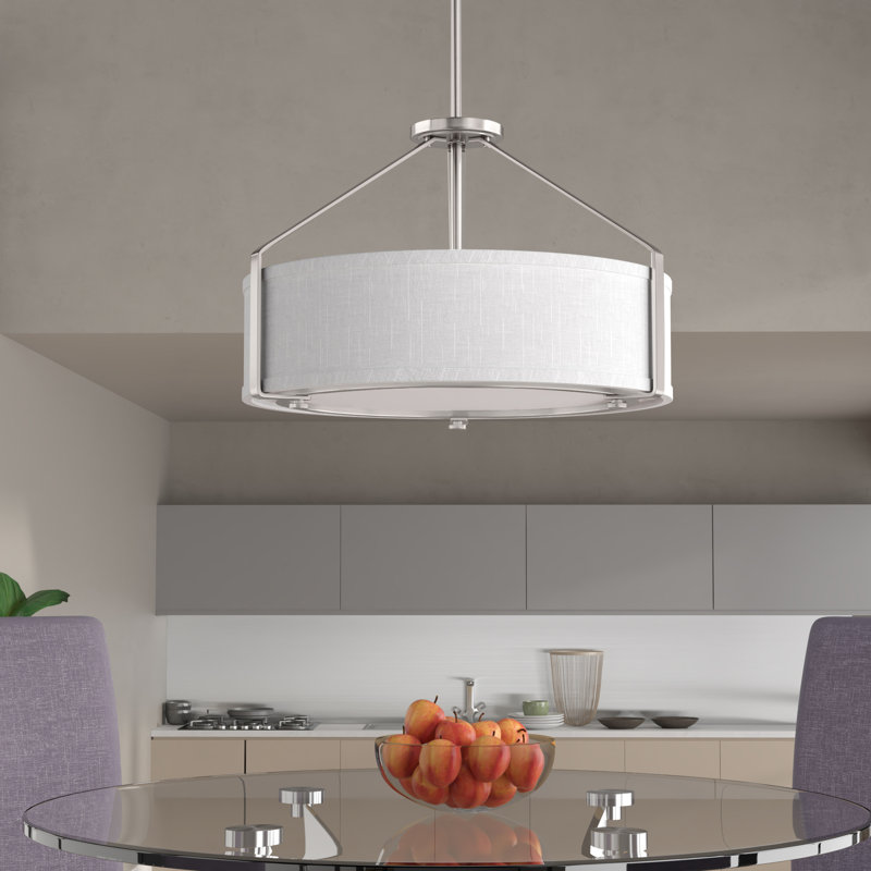 Seawell 4 - Light Dimmable Drum Chandelier, Brushed Nickel