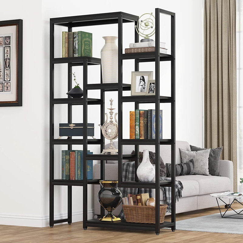 Antorria 180 cm H x 100 cm W Geometric Bookcase, Black