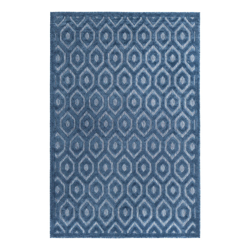 Tapis intérieur / extérieur bleu marine Heckstall, Rectangle 6 pi x 9 pi
