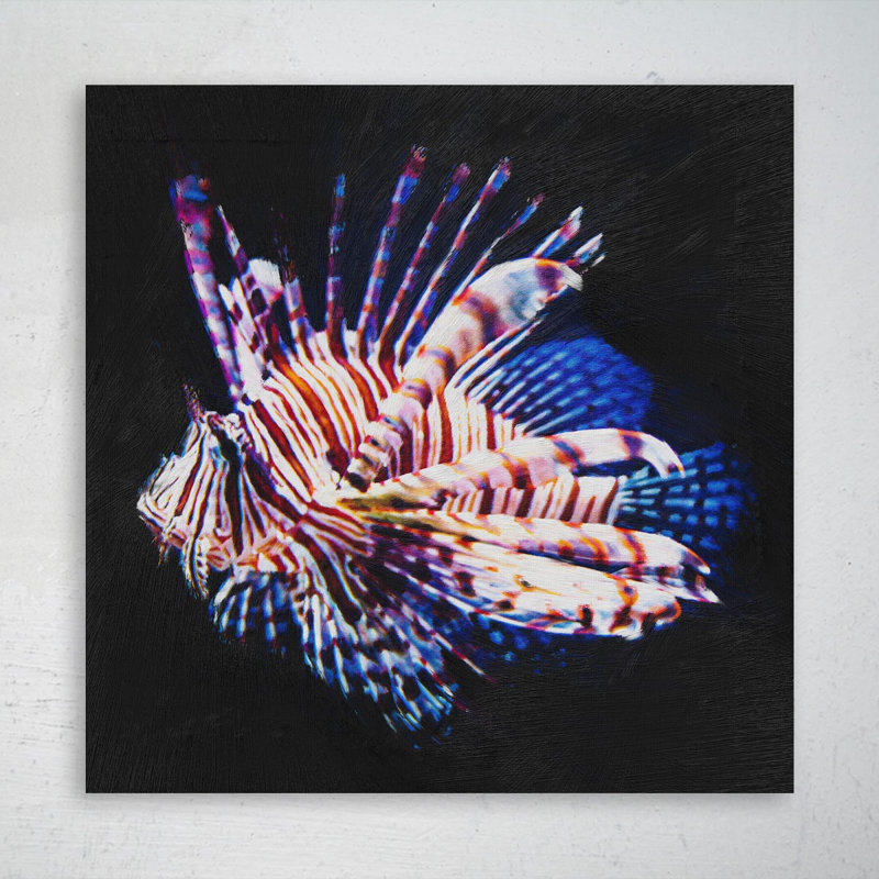 " Multicolored Fish " Painting Print, 12" H x 12" W