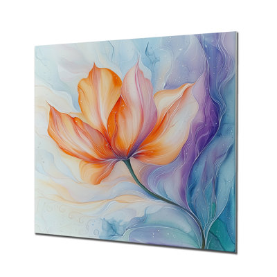 «Aqua Velvet Embrace Of Tulip I», impression florale en métal, impression sur tulipe