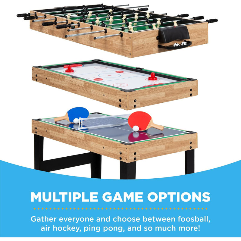Natural 2x4ft 10-in-1 Combo Game Table with Foosball and Pool