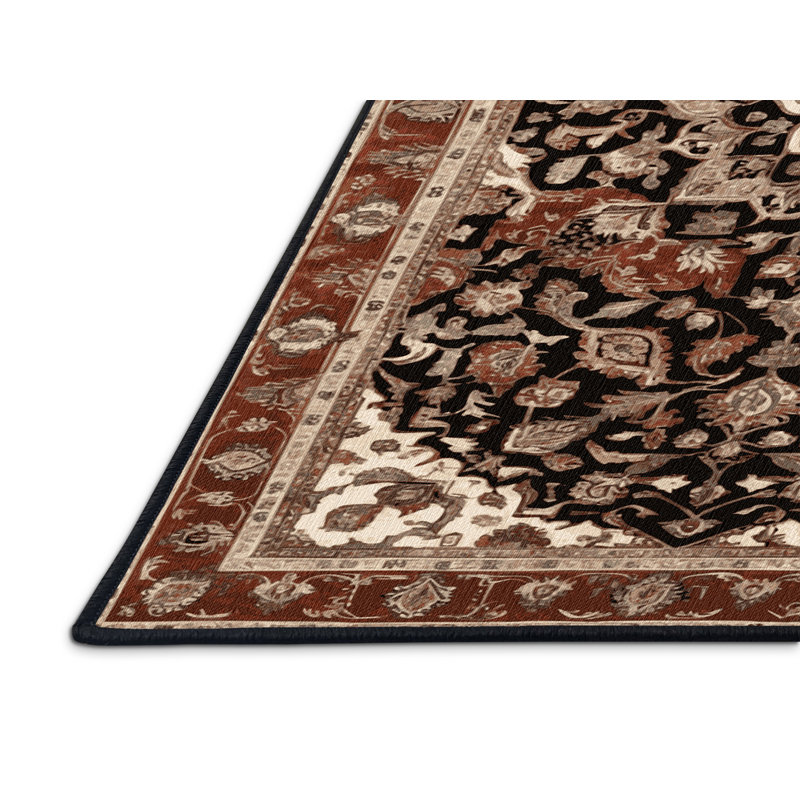 Machine Washable Persian Brown Area Rug, Round 6'