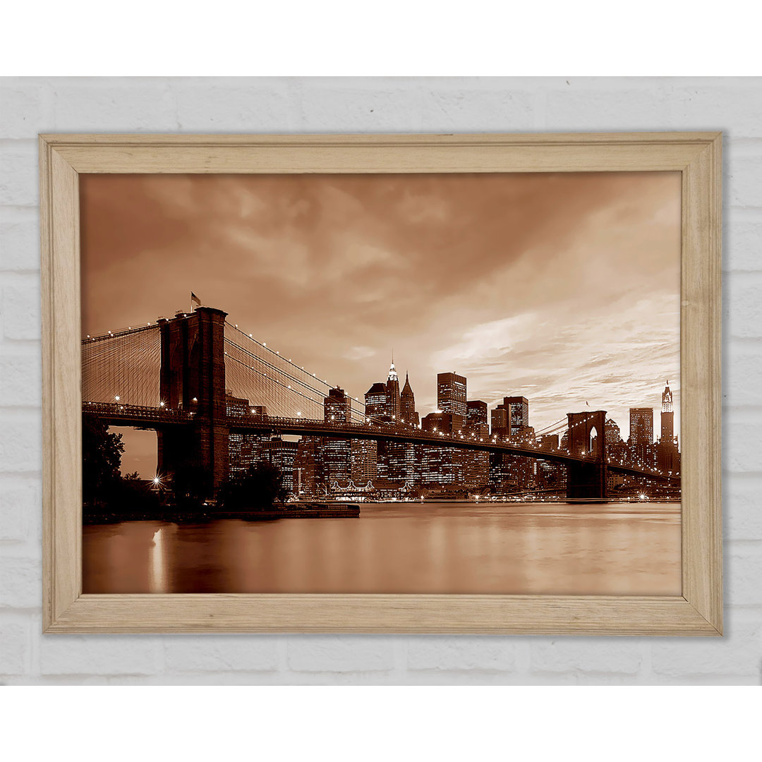 New York City Brooklyn Bridge Brauner Guss - Druck