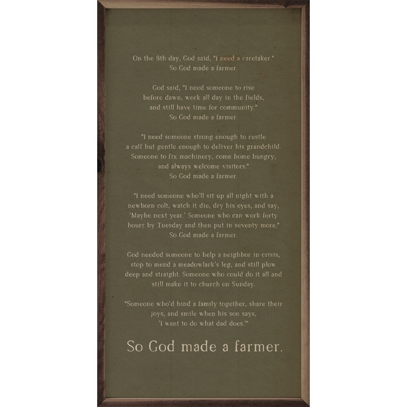 «So God Made A Farmer» Discours vert, H 16 po x l 8 po