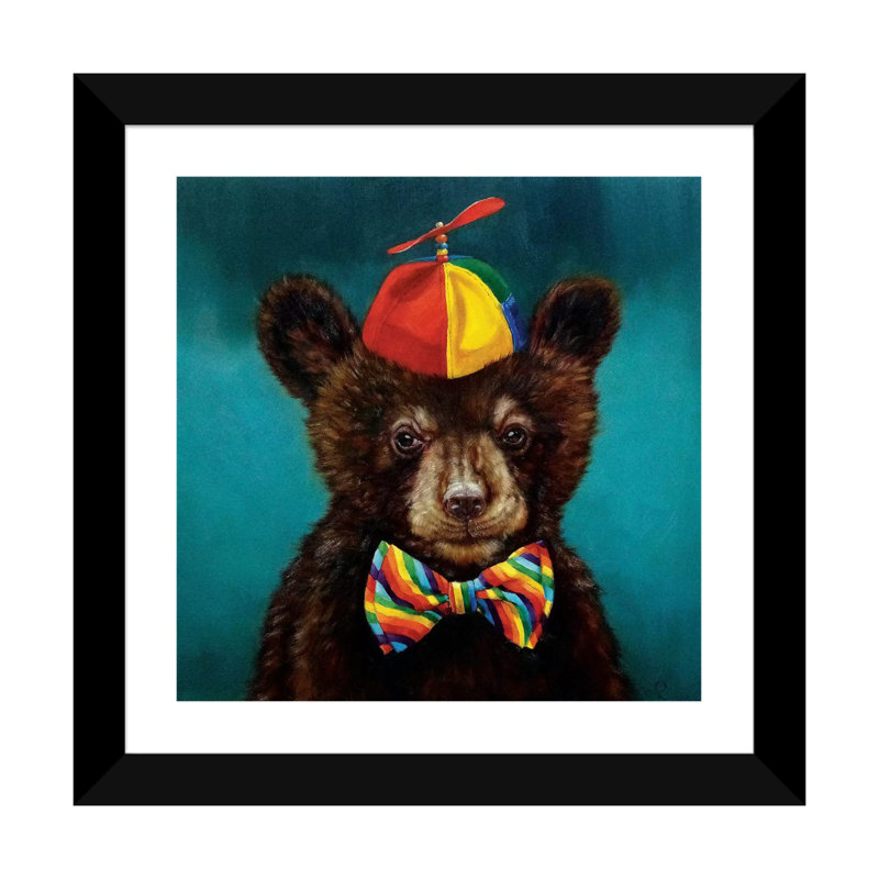 Art encadré d'un bébé ours, Papier encadré noir, H 16 po x l 16 po x p 1 po