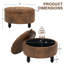 Repose-pieds rond rembourré avec rangement de 30 po pour le salon-248068808