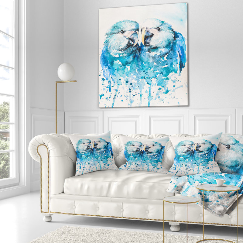 Aquarelle Spix s Macaw - coussin imprimé animal, 16 po x 1 po, Coussin décoratif