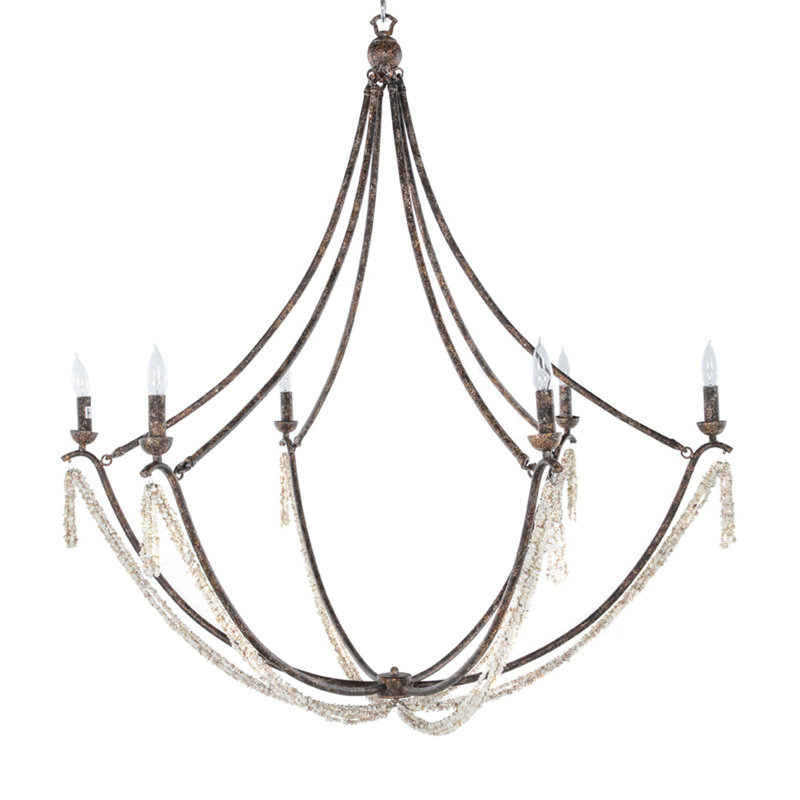 Nakita 6 - Light Candle Style Chandelier, Rust Brown