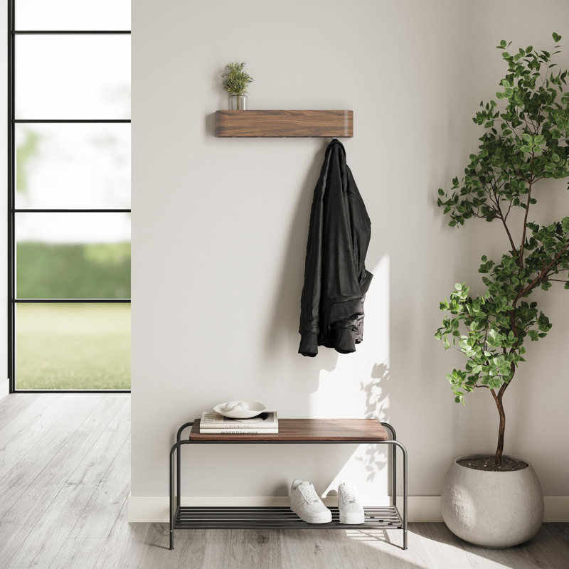 Wall-Mounted Coat Rack, Walnut
