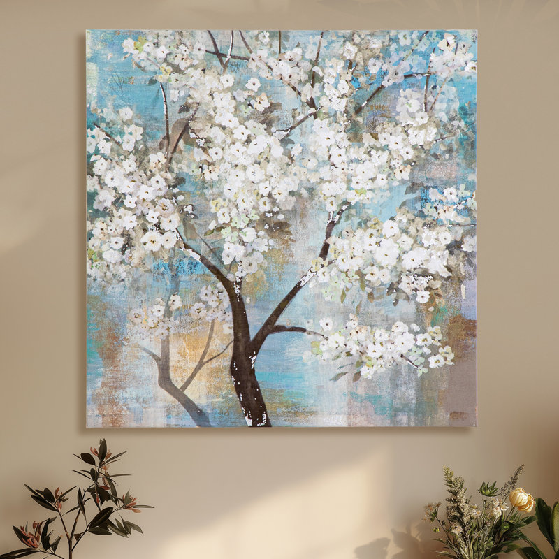 Arbre en fleurs, peinture sur toile tendue
